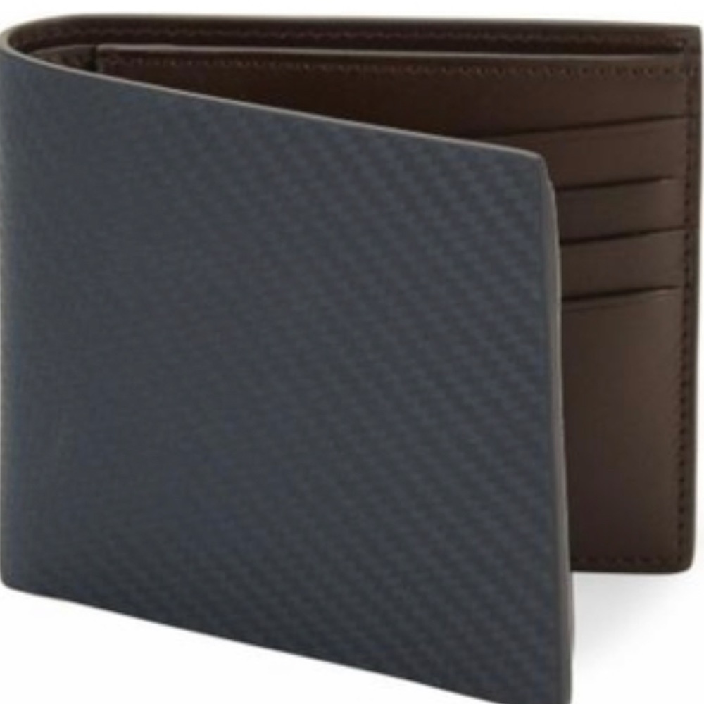 Dunhill -Chassis Leather Billfold Wallet Navy Blue